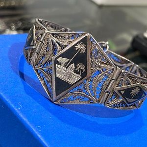WWII SILVER FILIGREE SOUVENIR BRACELET 1943 IRAN